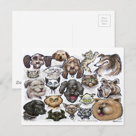 Katten in honden briefkaart (Voorkant / Achterkant)