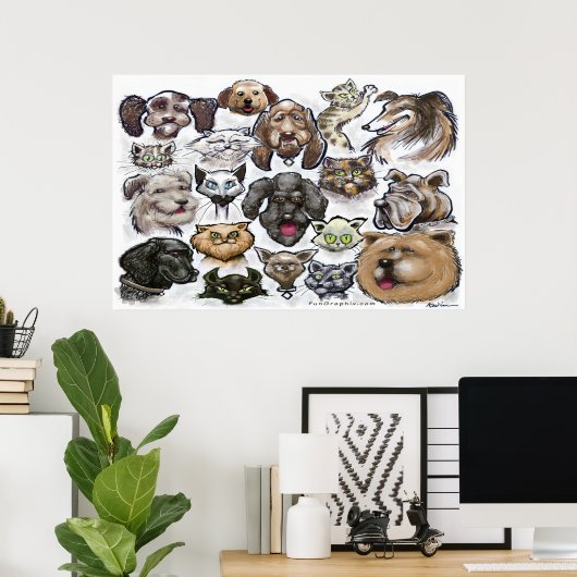 Katten in honden poster (Thuiskantoor)