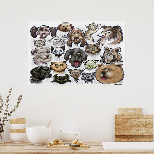 Katten in honden poster (Keuken)