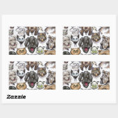 Katten in honden rechthoekige sticker (Vel)