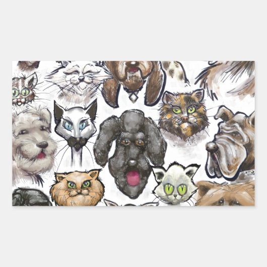 Katten in honden rechthoekige sticker (Voorkant)