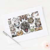 Katten in honden rechthoekige sticker (Envelop)