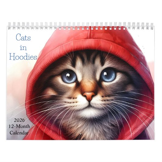Katten in Hoodies 2026 Kalender 12 maanden per jaa (Hoes)