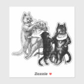 Katten in kapperszaak Kapsel illustratie kunst Sticker (Vel)