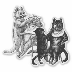 Katten in kapperszaak Kapsel illustratie kunst Sticker