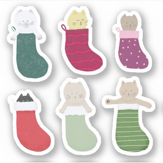 Katten in Kerst Kousen sticker pack (Voorkant)
