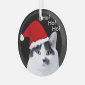 Katten in Kerstmis met Santa Hats Glas Ornament (Voorkant links)