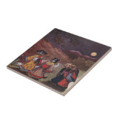 Katten in Kimonos halen de late nachtrol Tegeltje (Zijkant)