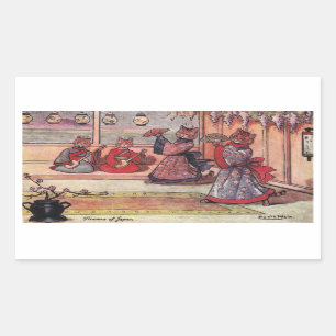 Katten in Kimonos Louis Wain Rechthoekige Sticker