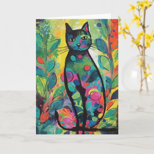 Katten in kleurrijk Abstract Oerwoud Kaart (Gele Bloem)