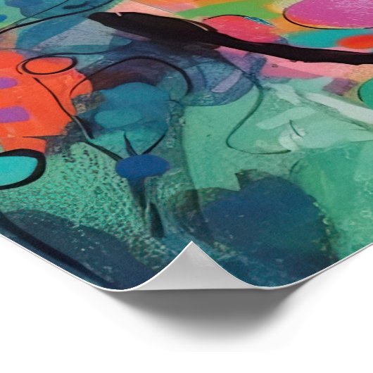 Katten in kleurrijk Abstract Oerwoud Poster (Hoek)