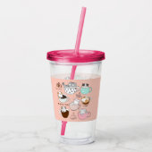 Katten in koffiekopjes acryl drinkbeker (Achterkant)
