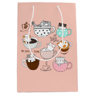 Katten in koffiekopjes medium cadeauzakje