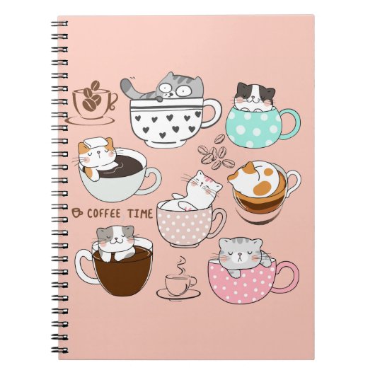 Katten in koffiekopjes notitieboek (Voorkant)
