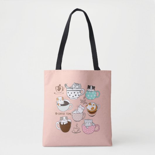 Katten in koffiekopjes tote bag (Voorkant)