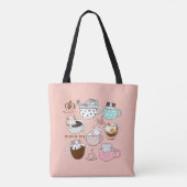 Katten in koffiekopjes tote bag (Achterkant)