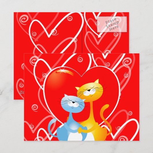 Katten in liefde, briefkaart (Voorkant / Achterkant)