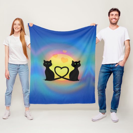 Katten in liefde fleece deken (In situ)