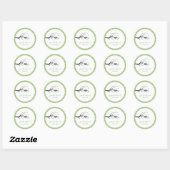 Katten in liefde Groene en Witte Gingham Patroonna Ronde Sticker (Vel)