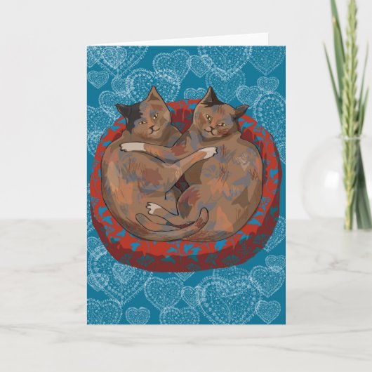 Katten in Liefde: Henry & Robijnrode… Feestdagen Kaart (Voorkant)