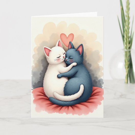 Katten In Liefde Knuffelkaart Kaart (Voorkant)