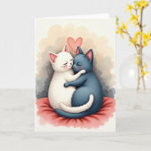 Katten In Liefde Knuffelkaart Kaart (Gele Bloem)