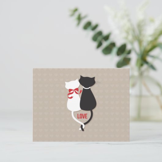 Katten in liefde Omringd door harten Briefkaart (Staand voorkant)