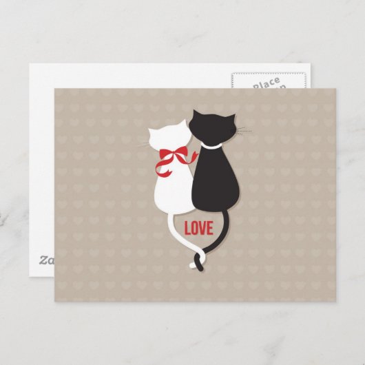 Katten in liefde Omringd door harten Briefkaart (Voorkant / Achterkant)