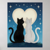 Katten in liefde onder de maan poster (Voorkant)