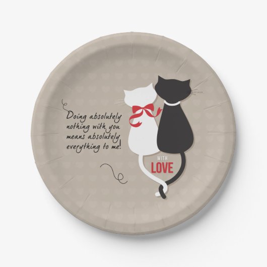 Katten in liefde papieren bordje (Voorkant)