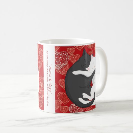 Katten in liefde: Paulie & Angie.. Lovers Koffiemok (Voorkant rechts)