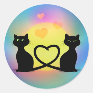 Katten in liefde ronde sticker