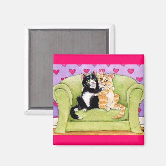 Katten in liefde schattige magneet (Voorkant / Achterkant)