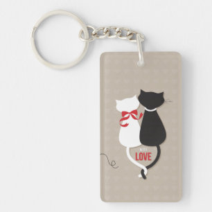 Katten in liefde sleutelhanger