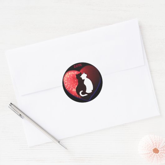 Katten in liefde, sticker (Envelop)