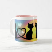 Katten in liefde tweekleurige koffiemok (Voorkant links)