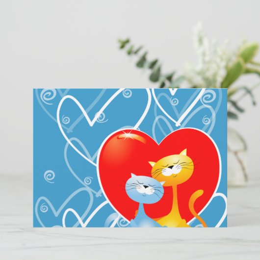 Katten in liefde, uitnodiging (Staand voorkant)