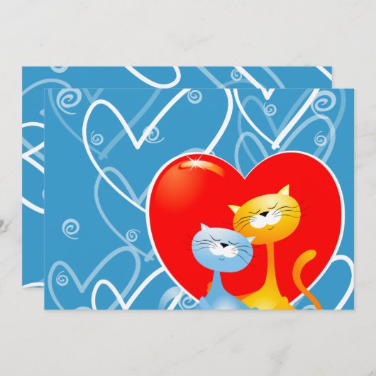Katten in liefde, uitnodiging (Voorkant / Achterkant)