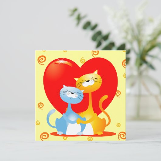 Katten in liefde, uitnodiging (Staand voorkant)