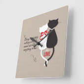 Katten in liefde vierkante klok (Hoek)