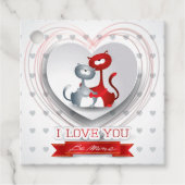 Katten in liefde voor hart bedankjes labels (Voorkant)