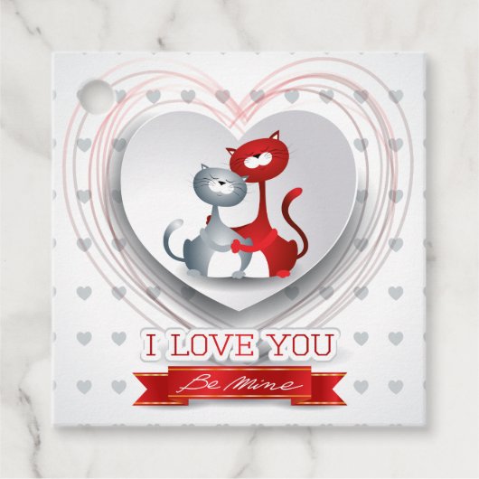 Katten in liefde voor hart bedankjes labels (Voorkant)