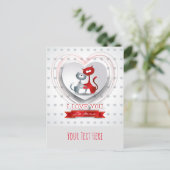 Katten in liefde voor hart briefkaart (Staand voorkant)