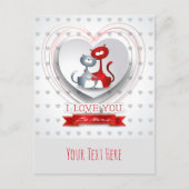 Katten in liefde voor hart briefkaart (Voorkant)