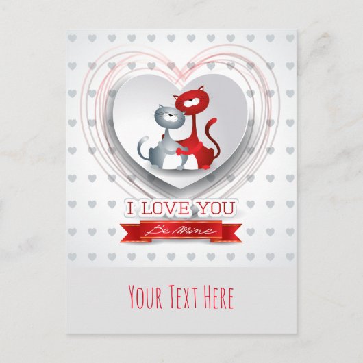 Katten in liefde voor hart briefkaart (Voorkant)
