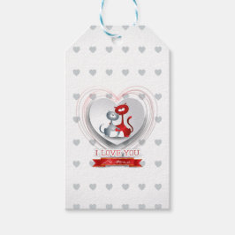 Katten in liefde voor hart cadeaulabel