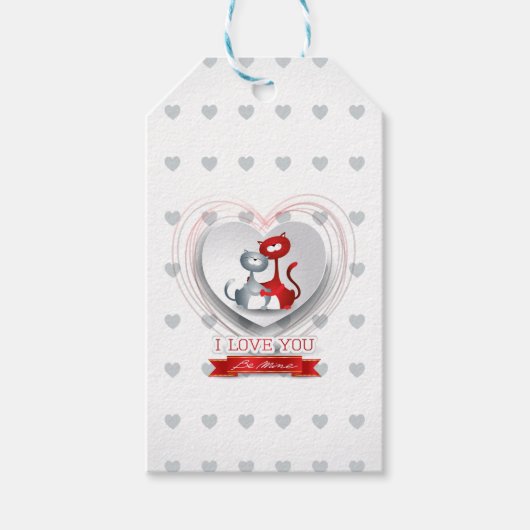 Katten in liefde voor hart cadeaulabel (Voorkant)