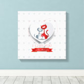 Katten in liefde voor hart canvas afdruk (Insitu (Houten vloer))