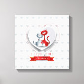 Katten in liefde voor hart canvas afdruk (Voorkant)