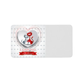 Katten in liefde voor hart etiket